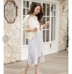 mercuryduoサテンティアードスカート グレー プリーツスカート GRL