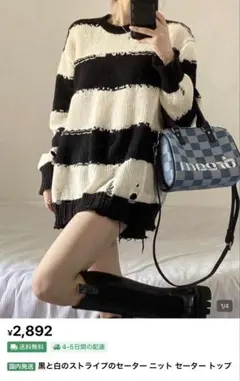 ストライプニットセーター ワンサイズ