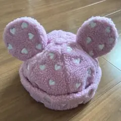 TDR ディズニー　ミニーマウス　ファンキャップ　ボアキャップ　ハートピンク