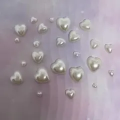 ネイルパーツ パールハート サイズMIX30個 デコパーツNO.55クリーム色