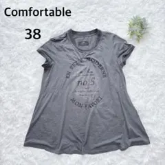 Comfortable　Tシャツ　フレアシルエット　グレー　３８　ラインストーン