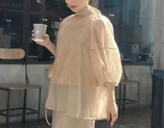 Acka puffy sheer blouse
