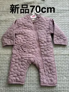 新品 70cm ミリミリ　ベビー ジャンプスーツ　キルト アウター　ピンク 花柄