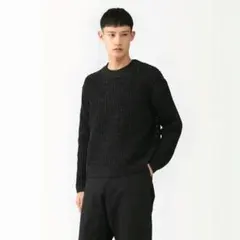 新品・未使用】MUJI Labo 和紙混半袖クルーネックセーター 黒 XL