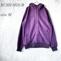 RUSH/HOUR フリースジャケット M 紫 フード付き アウター 472