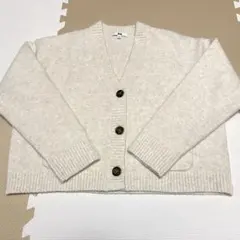 UNIQLO ホワイト スフレヤーンショートカーディガン M