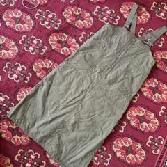 美品 ニコアンド キルトミリタリージャンパースカート カーキ ワンピ M