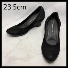 【美品】 コンポジションナイン パンプス スエード 23.5 ブラック ウェッジのサムネイル