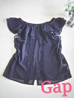 GAP オフショルダー トップス ブラウス 黒 フリル シースルー ギャップ