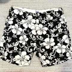 チャオパニック　Lee　ハイビスカス柄　ショートパンツ　Mサイズ　リネン混　黒