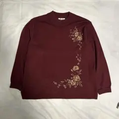 Ventichello 日本製 フラワー刺繍 ニット ボルドー M レディース