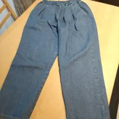 ウエストゴム デニムパンツ インディゴブルーのサムネイル