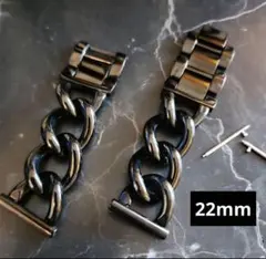 ブラックメタルチェーンバンド 22mm