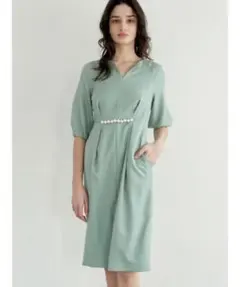 《最終SALE》 TONAL トーナル　ウェストパールワンピースのサムネイル