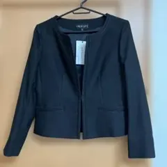 INDIVI ノーカラージャケット ブラック