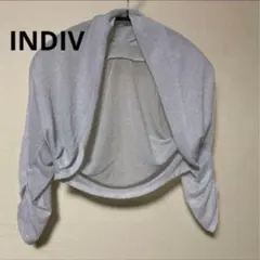 INDVI ボレロ　ショートカーディガン　羽織り　透け感　ラメ入り　ライトグレーのサムネイル