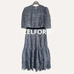極美品】CELFORD ケミカルレースワンピース ドレス ブルー 総レース
