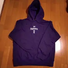 Supreme　cross box logo hooded パーカー navy