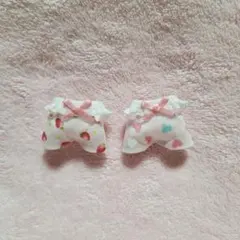 赤ちゃんお洋服　フリルサロペット２着セット　桃色いちご•ハート