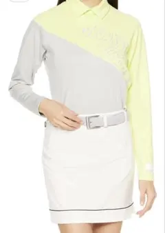 ゴルフ レディース 長袖シャツ グレー/イエロー