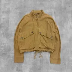 ザラ ZARA 麻混 短丈 ミリタリージャケット ギミック サファリジャケットのサムネイル
