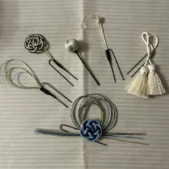 和装髪飾りセット 水引 タッセル