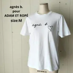 アニエスベー アダムエロペ コラボ Tシャツ ロゴプリント M ホワイト