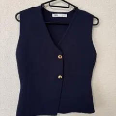 ZARA ネイビー ノースリーブセーター S