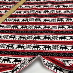 トナカイ柄裏起毛ニット生地