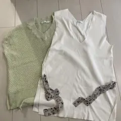 ELLE Vネックトップス & AMERICAN HOLIC ニットベスト M