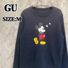 GU ミッキーロングTシャツ 長袖 ディズニーLサイズロンT ビックプリントロゴ