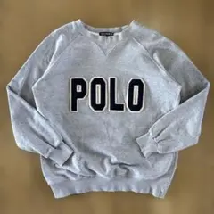 POLO JEANS スウェット 刺繍ロゴ 古着 グレー Sサイズ