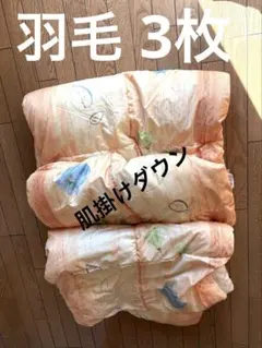 【羽毛100%】肌掛けふとん　シングル3枚ダウン50フェザー50