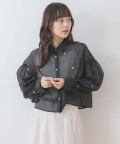 ems excite パールシアーショートSH 長袖 ブラック フリーサイズのサムネイル