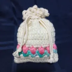 ミニ巾着　編み物　かぎ針編み　ポーチ　チューリップ　ハンドメイド