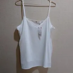 未使用 タグ付き XL ユニクロ オフホワイト ドレープキャミソール 匿名