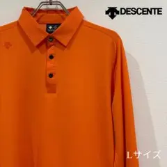 DESCENTE デサント　オレンジ 長袖ポロシャツ Lサイズ　裏起毛　ゴルフ