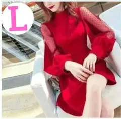 赤　L　パーティードレス　ミニワンピース　レディース 　御披露目　レッド