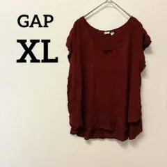 ★GAP ギャップ 【XL】ダークレッド Vネック Tシャツ 半袖 トップス