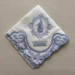 WEDGWOOD 刺繍ハンカチ ホワイト/ブルーのサムネイル