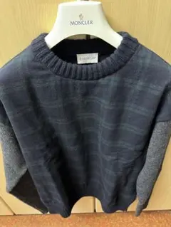 MONCLER チェック柄セーター ネイビー/グレー
