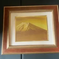 富士山 金属彫刻 中村春山作品 アンティーク絵画 美術彫金額 金属工芸
