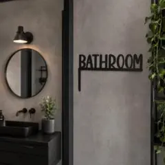 BATHROOM サインプレート 壁掛け アイアン風 ウォールサイン インテリア