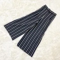 M0014【ジョルジュ レッシュ】 ストライプワイドパンツ ウエストゴム 日本製