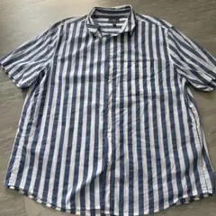 H&M 半袖シャツ XL 青と白のストライプ