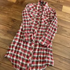 theory レッド系チェック ロングシャツ サイズ0