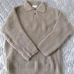 MONO-MART ベージュ ポロネックニットセーター