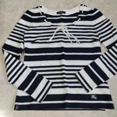 BURBERRYストライプ 長袖 Tシャツ ネイビー ホワイト