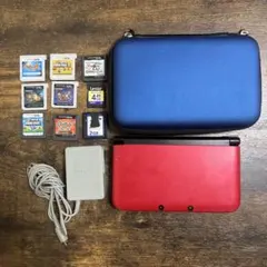 ニンテンドー3DS LL 本体（レッド×ブラック）カセット、充電器、ケースセット