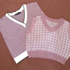 最終値下げ ZARA Rafnaf ピンク系ニットベスト ショート丈 M 計2点